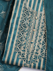 Neck Embroidered Cotton Blend Unstitched Suit Piece With Dupatta