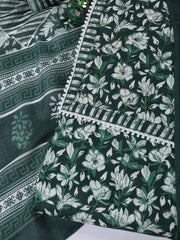 Printed Cotton Blend Unstitched Suit With Dupatta