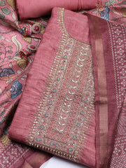 Neck Embroidered Tissue Unstitched Suit With Dupatta