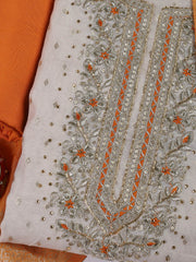 Neck Embroidery Chanderi Unstitched Suit With Dupatta