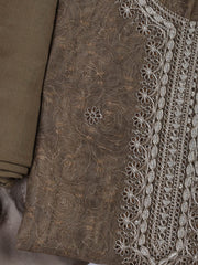 Neck Embroidery Chanderi Unstitched Suit With Dupatta