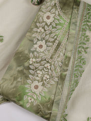 Neck Embroidered Cotton Blend Unstitched Suit Piece With Dupatta