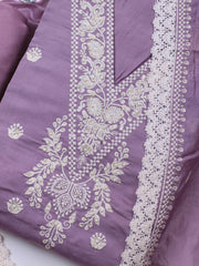 Embroidery Cotton Blend Unstitched Suit With Dupatta