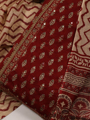 Printed Cotton Blend Unstitched Suit With Dupatta