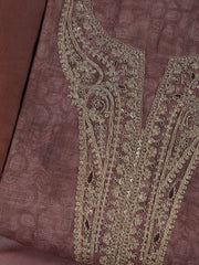 Neck Embroidery Chanderi Unstitched Suit With Dupatta