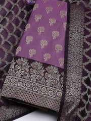 Floral Woven Booti Chanderi Unstitched Suit With Dupatta