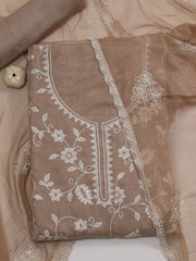 All Over Embroidered Organza Unstitched Suit With Dupatta
