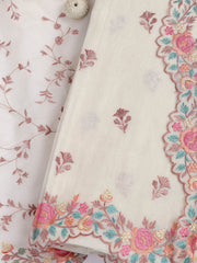 Embroidery Border Chanderi Unstitched Suit With Dupatta