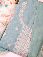 Printed Linen Unstitched Suit Piece With Dupatta