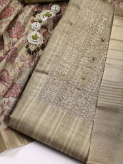 Neck Embroidered Tissue Unstitched Suit With Dupatta