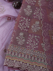 Embroidered Organza Unstitched Suit With Dupatta