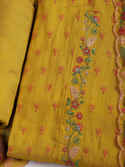 Neck Embroidered Cotton Blend Unstitched Suit With Dupatta