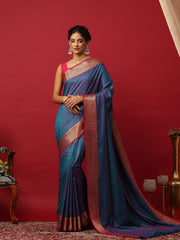 Woven Design Art Silk Lake Blue Saree