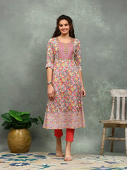 Yoke Embroidered Cotton Blend Kurta