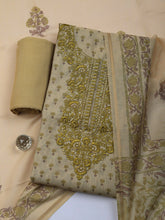 Embroidered Cotton Blend Unstitched Suit With Pant & Dupatta