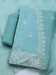 Embroidered Crepe Unstitched Suit With Dupatta