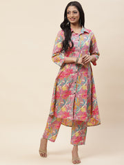 Floral Printed Cotton Kurta With Pants
