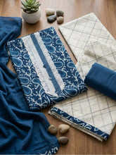 Printed Cotton Blend Unstitched Suit With Pant & Dupatta