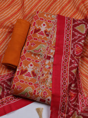 Printed Chanderi Unstitched Suit With Dupatta