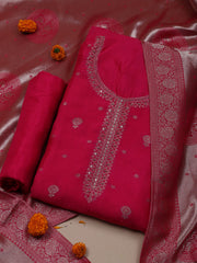 Kanjeevaram Chanderi Unstitched Suit With Dupatta