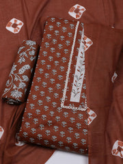 Printed Cotton Blend Unstitched Suit With Dupatta