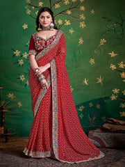 Bandhani Print Georgette Saree