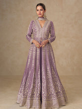 Embroidered Chinnon Silk A Line Dress With Skirt