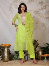 Embroidered Georgette Kurta With Pants & Dupatta