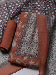 Printed Chanderi Unstitched Suit With Dupatta