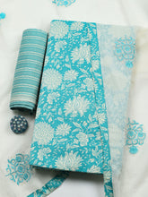 Printed Cotton Blend Unstitched Suit With Pant & Dupatta