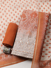 Printed Cotton Blend Unstitched Suit With Pant & Dupatta