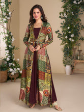 Georgette Embroidered With Printed Jacket With Gown