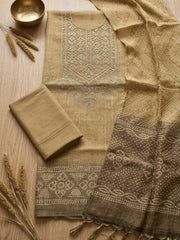 Embroidered Tissue Unstitched Suit With Pant & Dupatta