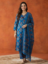 Printed Cotton Blend Kurta With Pant & Dupatta