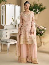 Embroidered Georgette Suit With Plazzo & Dupatta