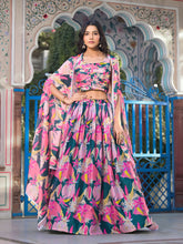 Floral Printed Georgette Choli With Skirt & Jacket