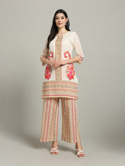 Printed Cotton Blend Kurta With Palazzo