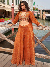 Embroidered Art Silk Choli & Plazzo With Jacket