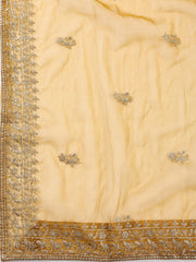 Neck Embroidered Chanderi Unstitched Suit With Dupatta