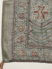 Yoke Embroidery Chanderi Unstitched Suit Piece With Dupatta