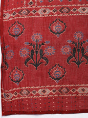 Patch Neck Cotton Blend Unstitched Suit With Dupatta