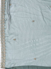 Neck Embroidered Tissue Unstitched Suit With Dupatta