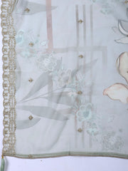 Neck Embroidered Tissue Unstitched Suit Piece With Dupatta