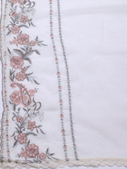 Embroidery Linen Unstitched Suit With Dupatta