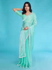 Embroidered Chinon Saree