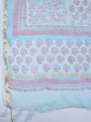 Neck Work Cotton Blend Unstitched Suit With Dupatta