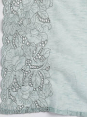 Embroidery Linen Unstitched Suit With Dupatta