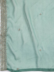 Patch Neck Art Silk Unstitched Suit With Dupatta