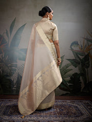 Woven Border Plain Art slik Saree