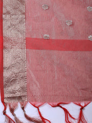 Neck Embroidered Tissue Unstitched Suit Piece With Dupatta